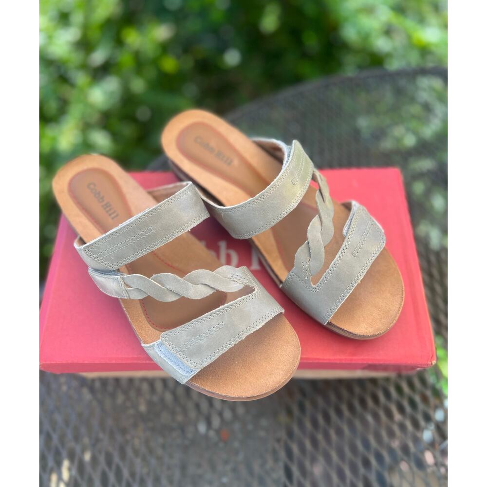 Cobb Hill May Sage Green Slides Womens Cork Footbed Leather Sz 7 NEW! - Picture 3 of 8